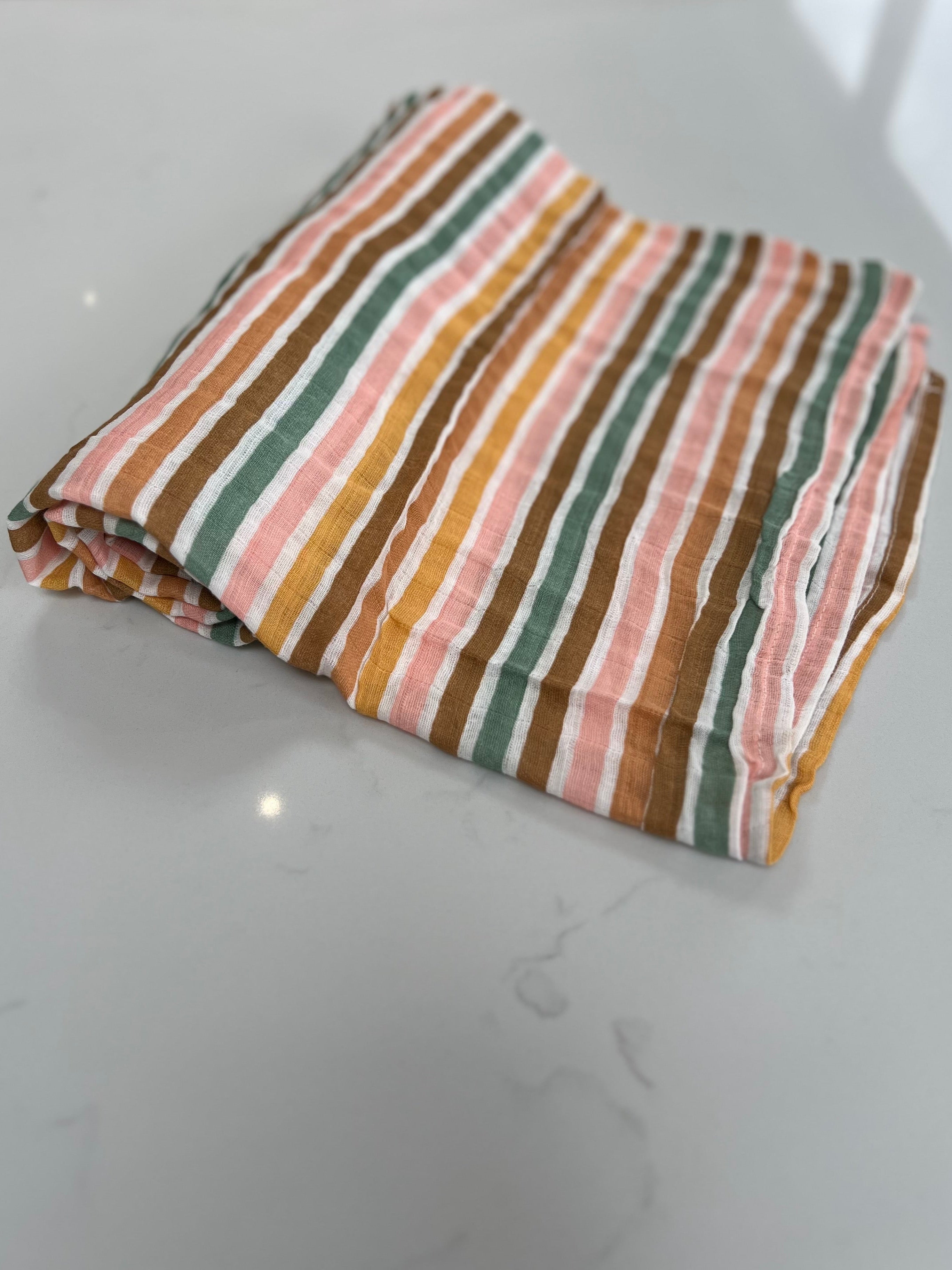 Rainbow Stripe Muslin Swaddle
