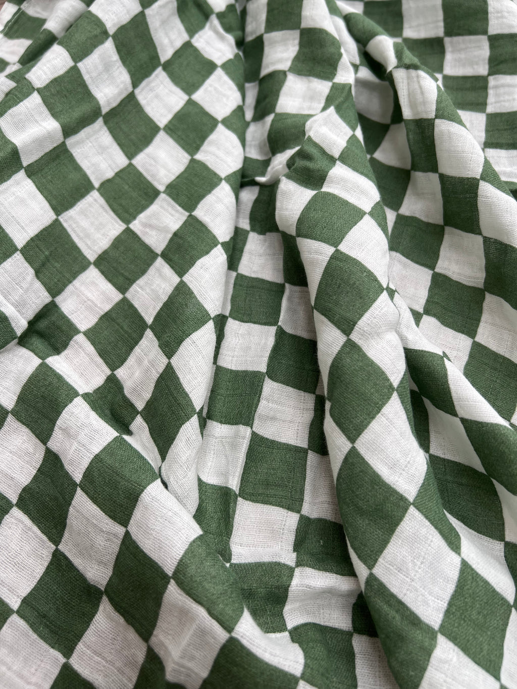 Green Checkerboards Muslin Swaddle