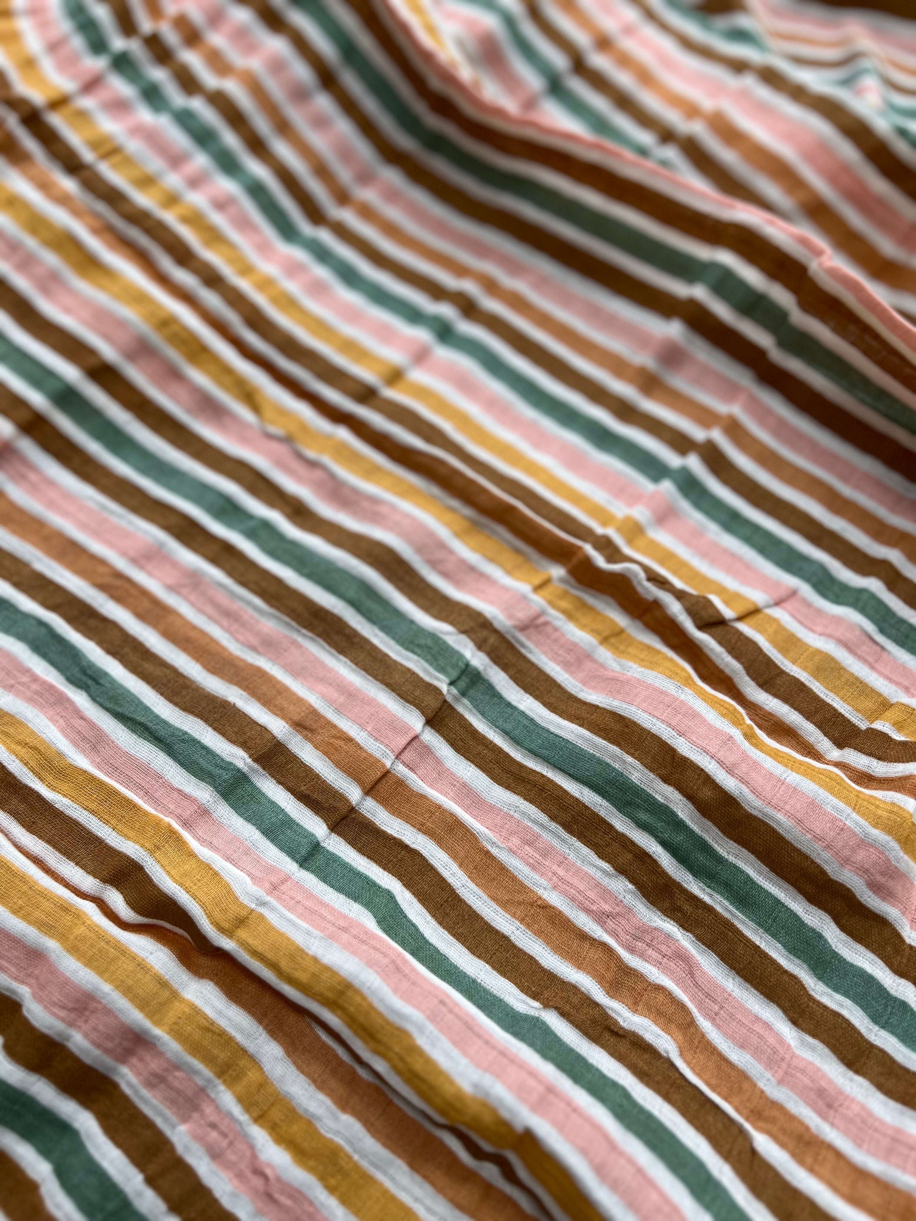 Rainbow Stripe Muslin Swaddle