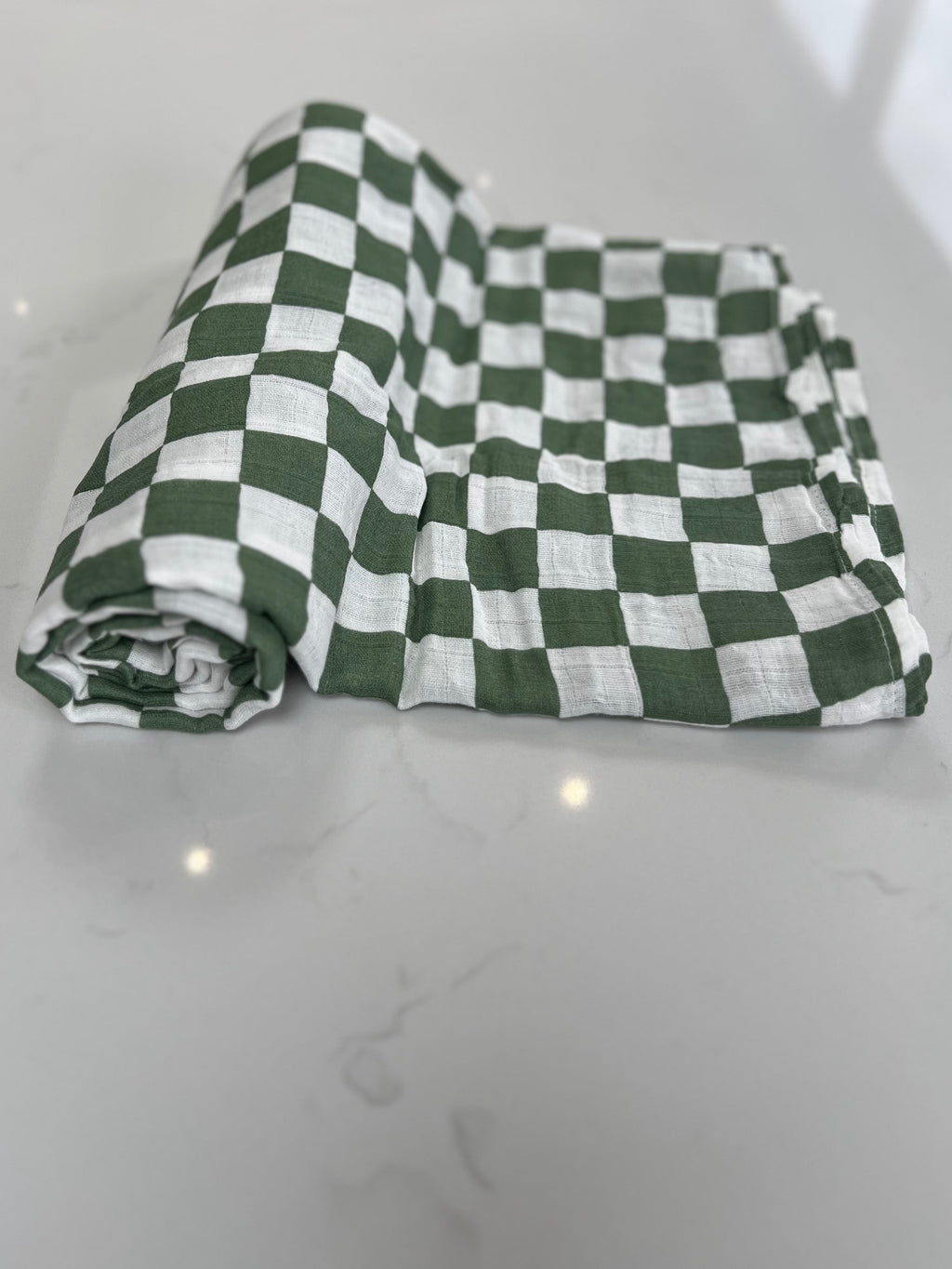 Green Checkerboards Muslin Swaddle